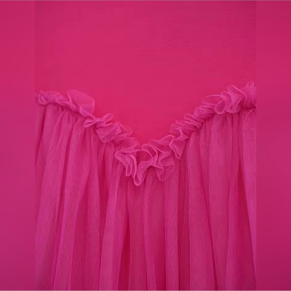 Pink Tiered Tulle Midi Dress - Picture 4 of 6